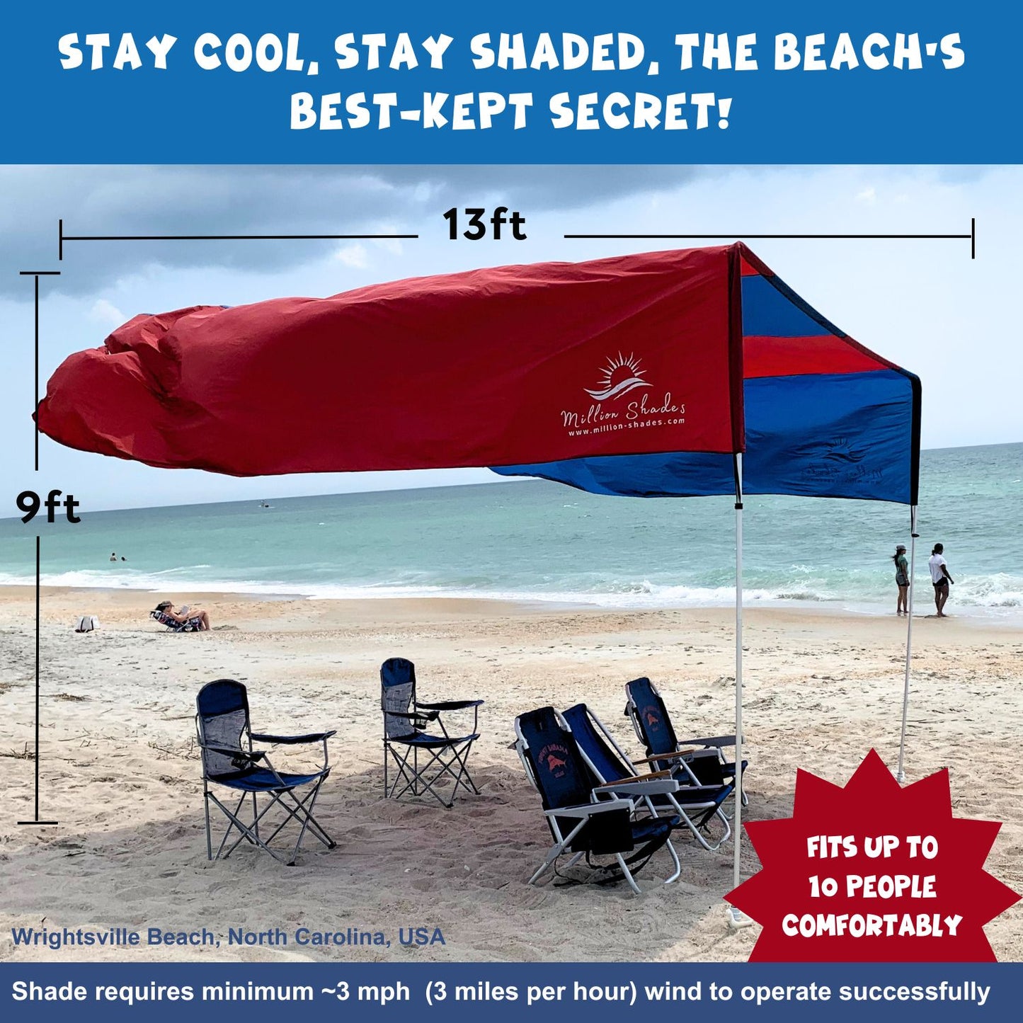 Ultimate Flying Beach Shade | UPF 50+ Sun Protection | Sun Shade Beach Canopy with Lightweight, Easy Setup & 360° Views